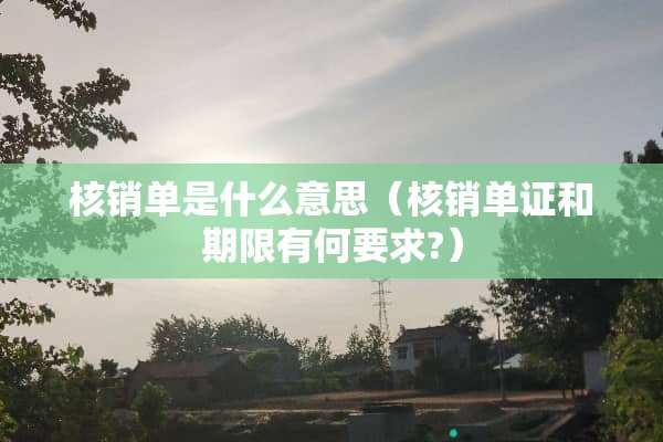 核销单是什么意思（核销单证和期限有何要求?）