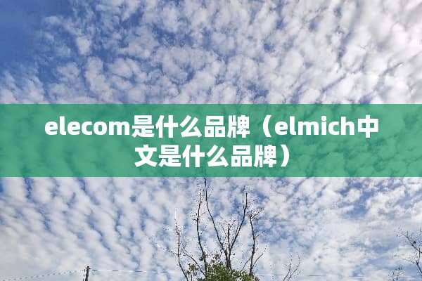 elecom是什么品牌（elmich中文是什么品牌）