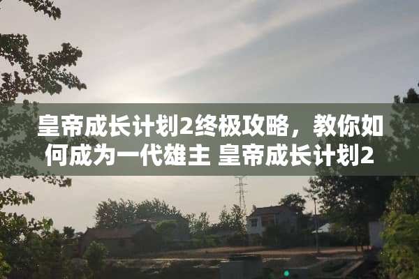 皇帝成长计划2终极攻略，教你如何成为一代雄主 皇帝成长计划2攻略