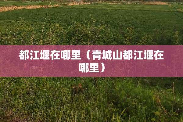 都江堰在哪里（青城山都江堰在哪里）