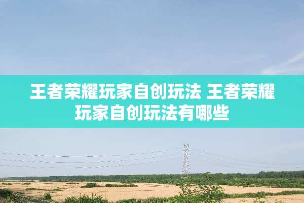 王者荣耀玩家自创玩法 王者荣耀玩家自创玩法有哪些