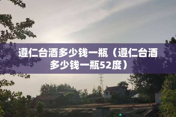 遵仁台酒多少钱一瓶（遵仁台酒多少钱一瓶52度）