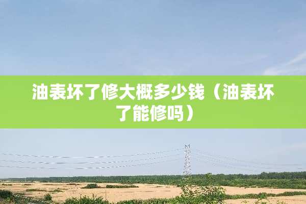 油表坏了修大概多少钱(油表坏了能修吗) 油表坏了修大概多少钱(油表坏了能修吗)