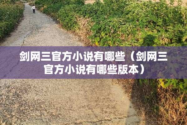 剑网三官方小说有哪些（剑网三官方小说有哪些版本）