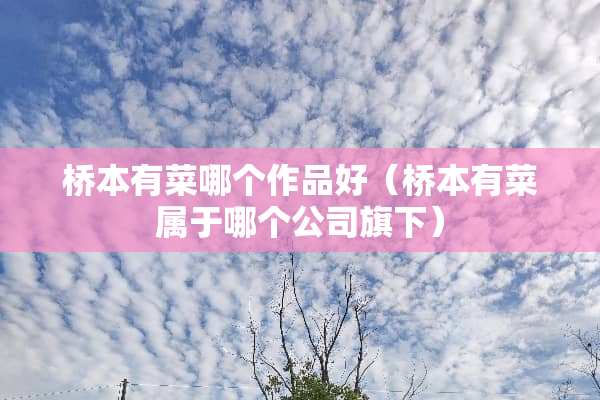 桥本有菜哪个作品好（桥本有菜属于哪个公司旗下）