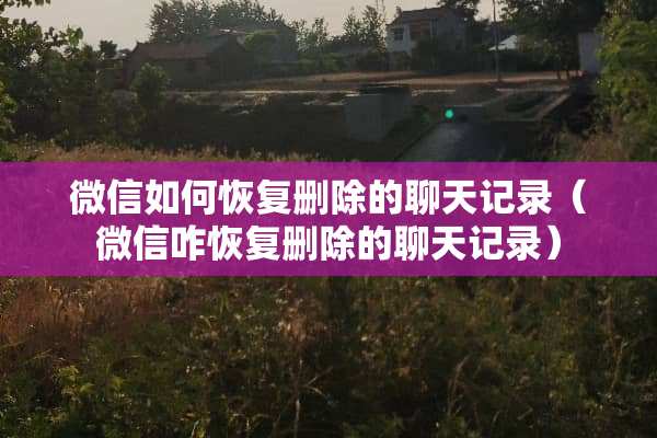 微信如何恢复删除的聊天记录（微信咋恢复删除的聊天记录）