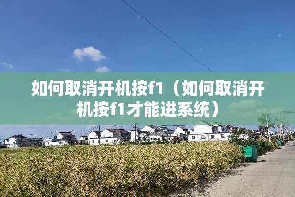 如何取消开机按f1（如何取消开机按f1才能进系统）