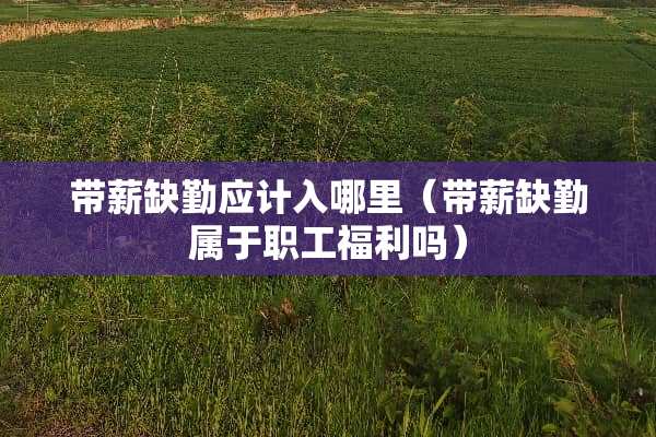 带薪缺勤应计入哪里（带薪缺勤属于职工福利吗）