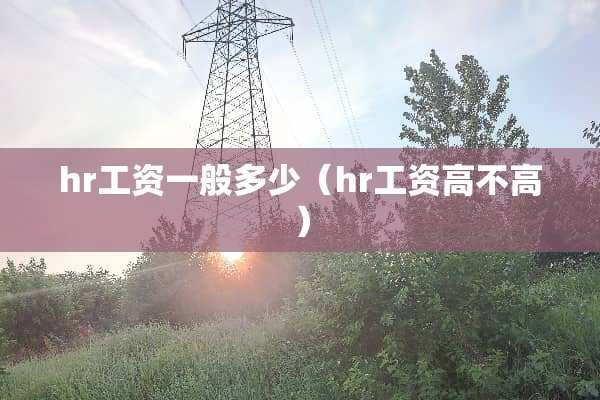 hr工资一般多少（hr工资高不高）