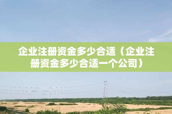 企业注册资金多少合适（企业注册资金多少合适一个公司）