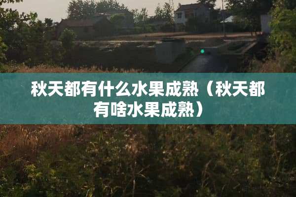 秋天都有什么水果成熟（秋天都有啥水果成熟）