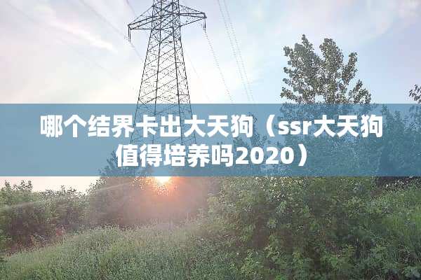 哪个结界卡出大天狗（ssr大天狗值得培养吗2020）