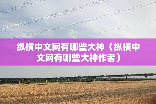 纵横中文网有哪些大神（纵横中文网有哪些大神作者）