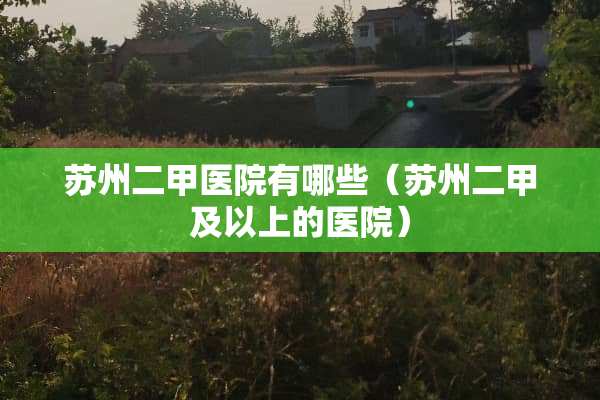 苏州二甲医院有哪些（苏州二甲及以上的医院）