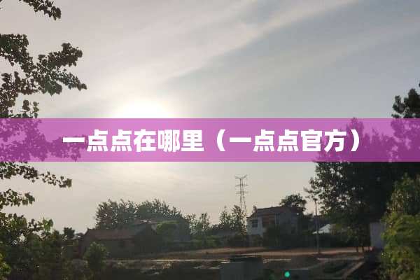 一点点在哪里（一点点官方）