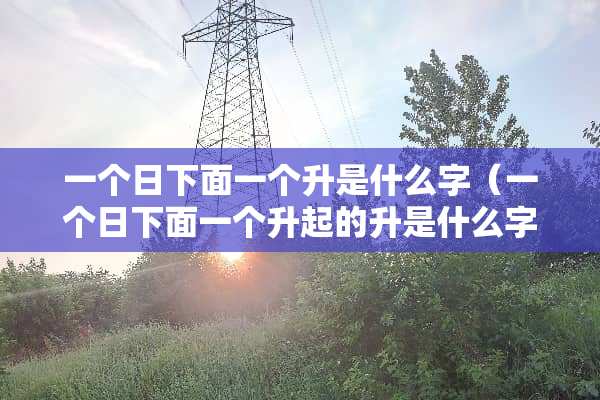 一个日下面一个升是什么字（一个日下面一个升起的升是什么字）