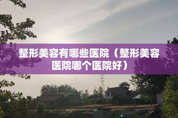 整形美容有哪些医院（整形美容医院哪个医院好）