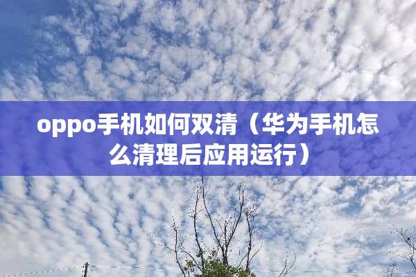 oppo手机如何双清（华为手机怎么清理后应用运行）