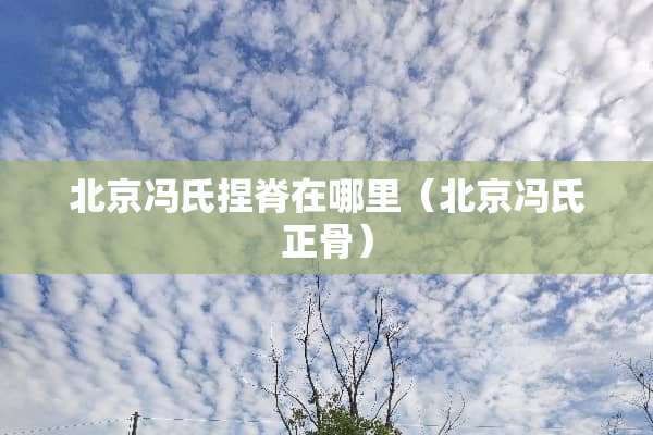 北京冯氏捏脊在哪里（北京冯氏正骨）