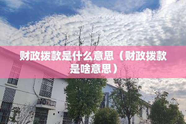 财政拨款是什么意思（财政拨款是啥意思）