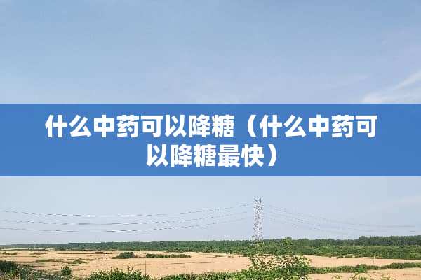 什么中药可以降糖（什么中药可以降糖最快）