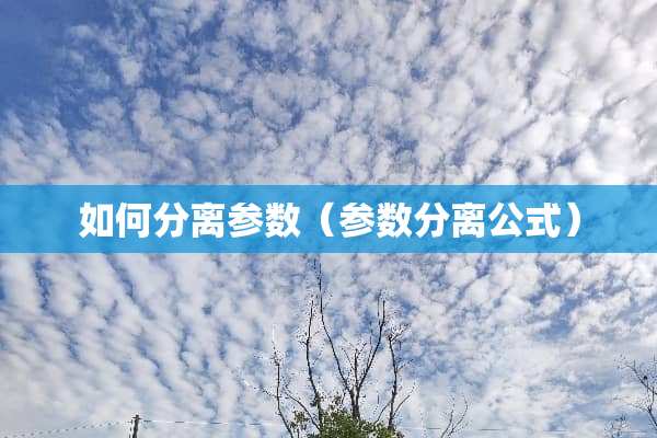 如何分离参数(参数分离公式) 如何分离参数(参数分离公式)