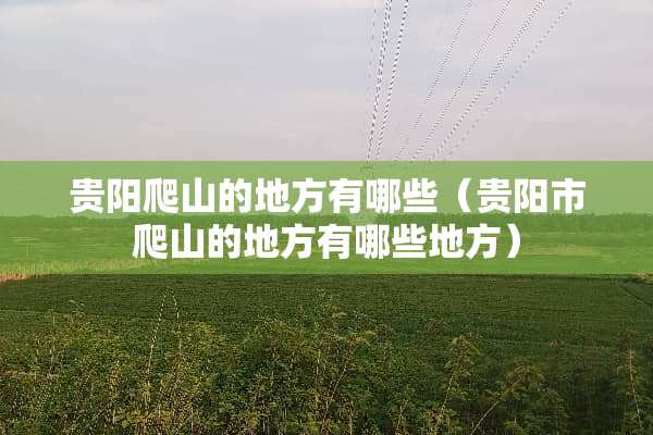 贵阳爬山的地方有哪些（贵阳市爬山的地方有哪些地方）