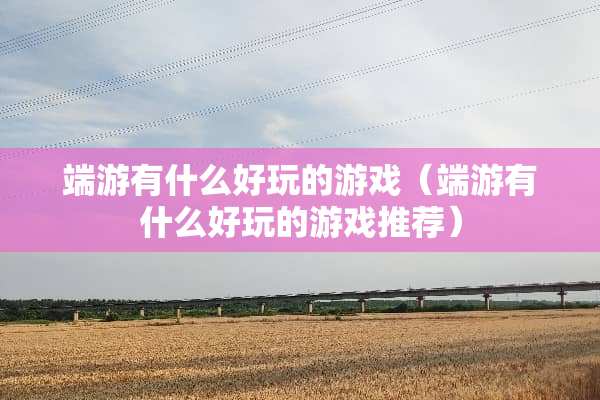端游有什么好玩的游戏（端游有什么好玩的游戏推荐）