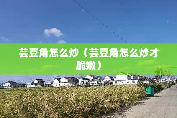 芸豆角怎么炒（芸豆角怎么炒才脆嫩）