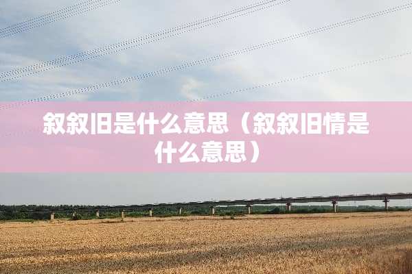 叙叙旧是什么意思（叙叙旧情是什么意思）