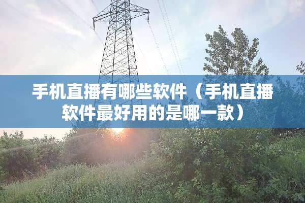 手机直播有哪些软件（手机直播软件最好用的是哪一款）