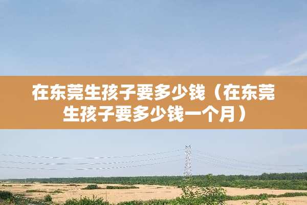 在东莞生孩子要多少钱（在东莞生孩子要多少钱一个月）