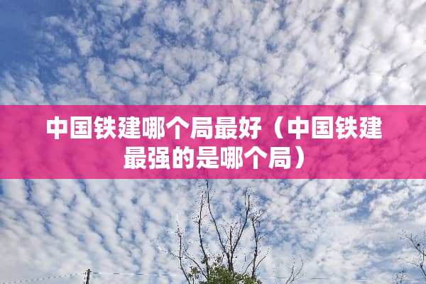 中国铁建哪个局最好（中国铁建最强的是哪个局）