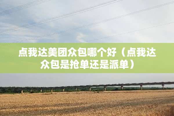 点我达美团众包哪个好（点我达众包是抢单还是派单）