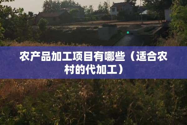 农产品加工项目有哪些（适合农村的代加工）