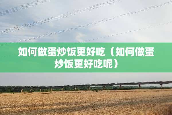 如何做蛋炒饭更好吃（如何做蛋炒饭更好吃呢）