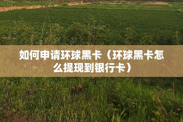 如何申请环球黑卡（环球黑卡怎么提现到***）