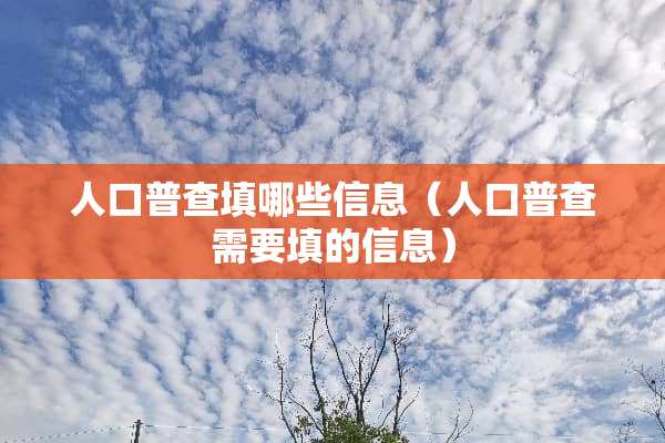 人口普查填哪些信息（人口普查需要填的信息）