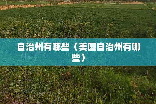自治州有哪些（美国自治州有哪些）