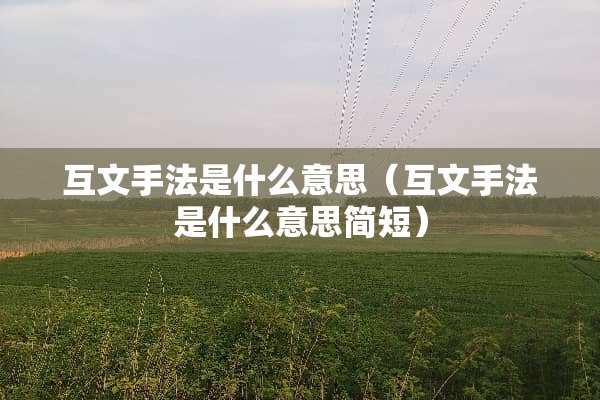 互文手法是什么意思（互文手法是什么意思简短）