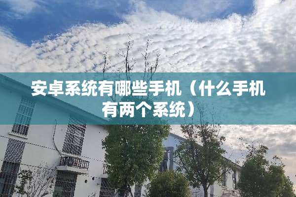 安卓系统有哪些手机（什么手机有两个系统）
