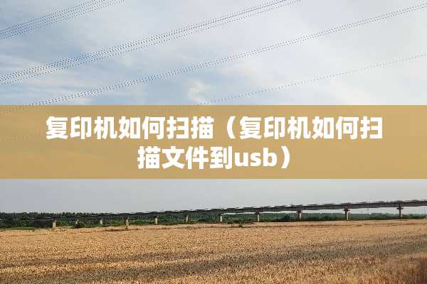 复印机如何扫描（复印机如何扫描文件到usb）