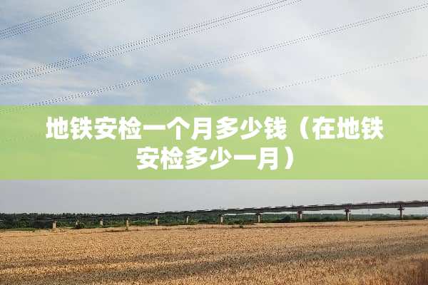 地铁安检一个月多少钱(在地铁安检多少一月) 地铁安检一个月多少钱(在地铁安检多少一月)