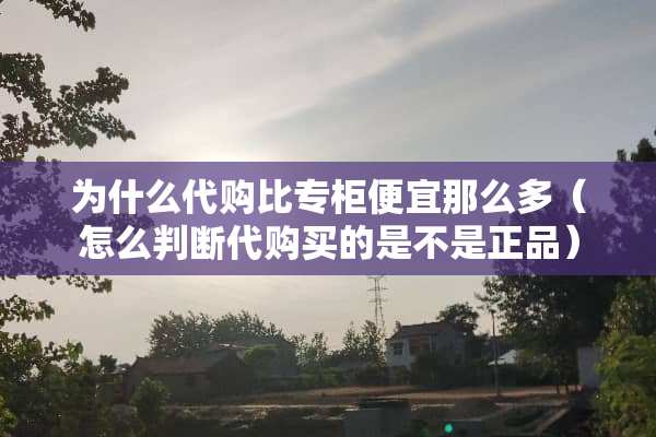 为什么代购比专柜便宜那么多（怎么判断代购买的是不是正品）