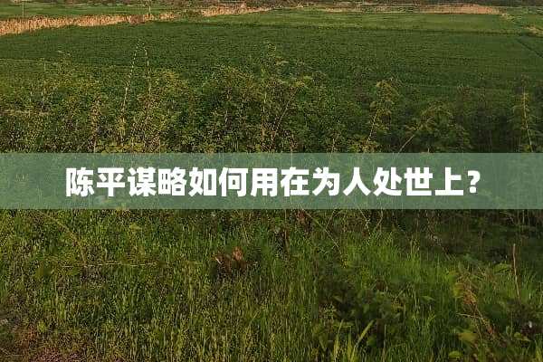 陈平谋略如何用在为人处世上？