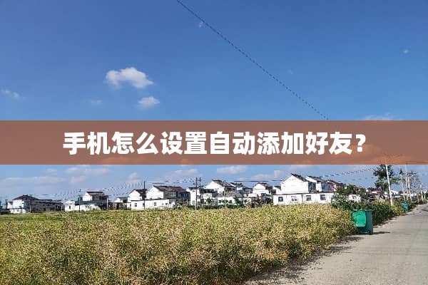 手机怎么设置自动添加好友？