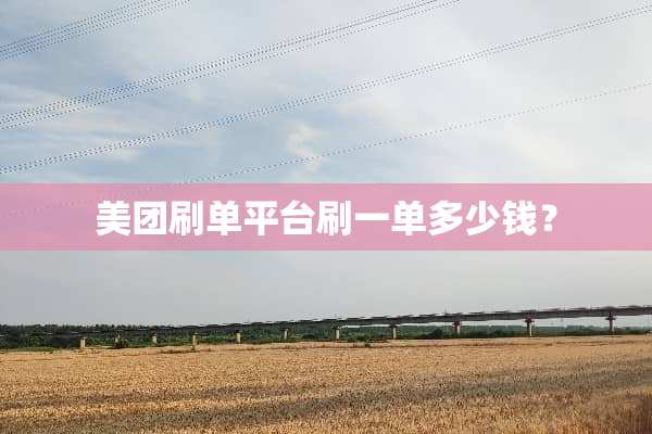 美团刷单平台刷一单多少钱？