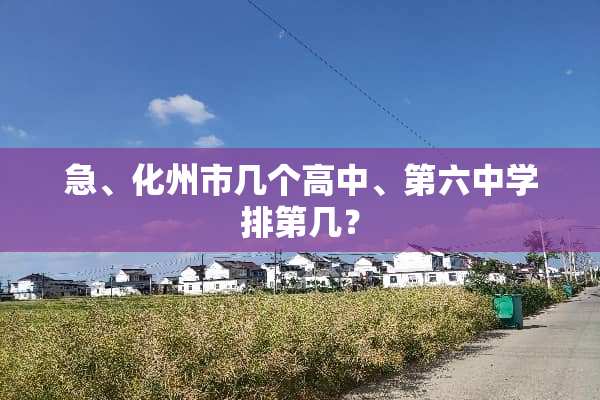 急、化州市几个高中、第六中学排第几？