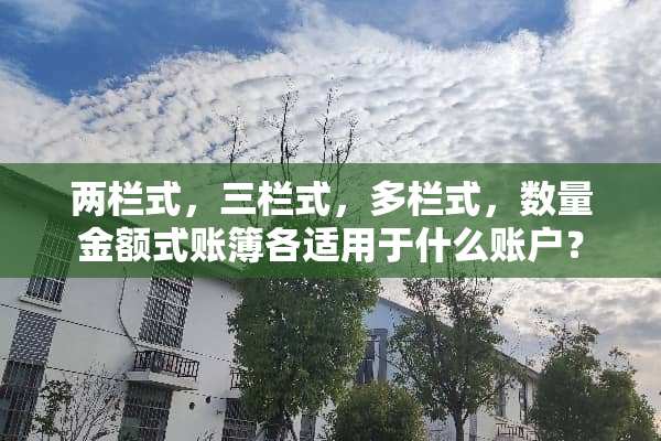 两栏式，三栏式，多栏式，数量金额式账簿各适用于什么账户？