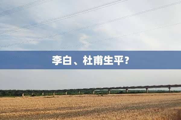 李白、杜甫生平？